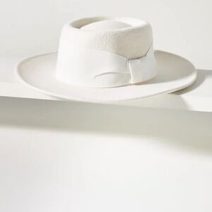 - Anthropologie ribbon trimmed wool boater hat one size new without tags